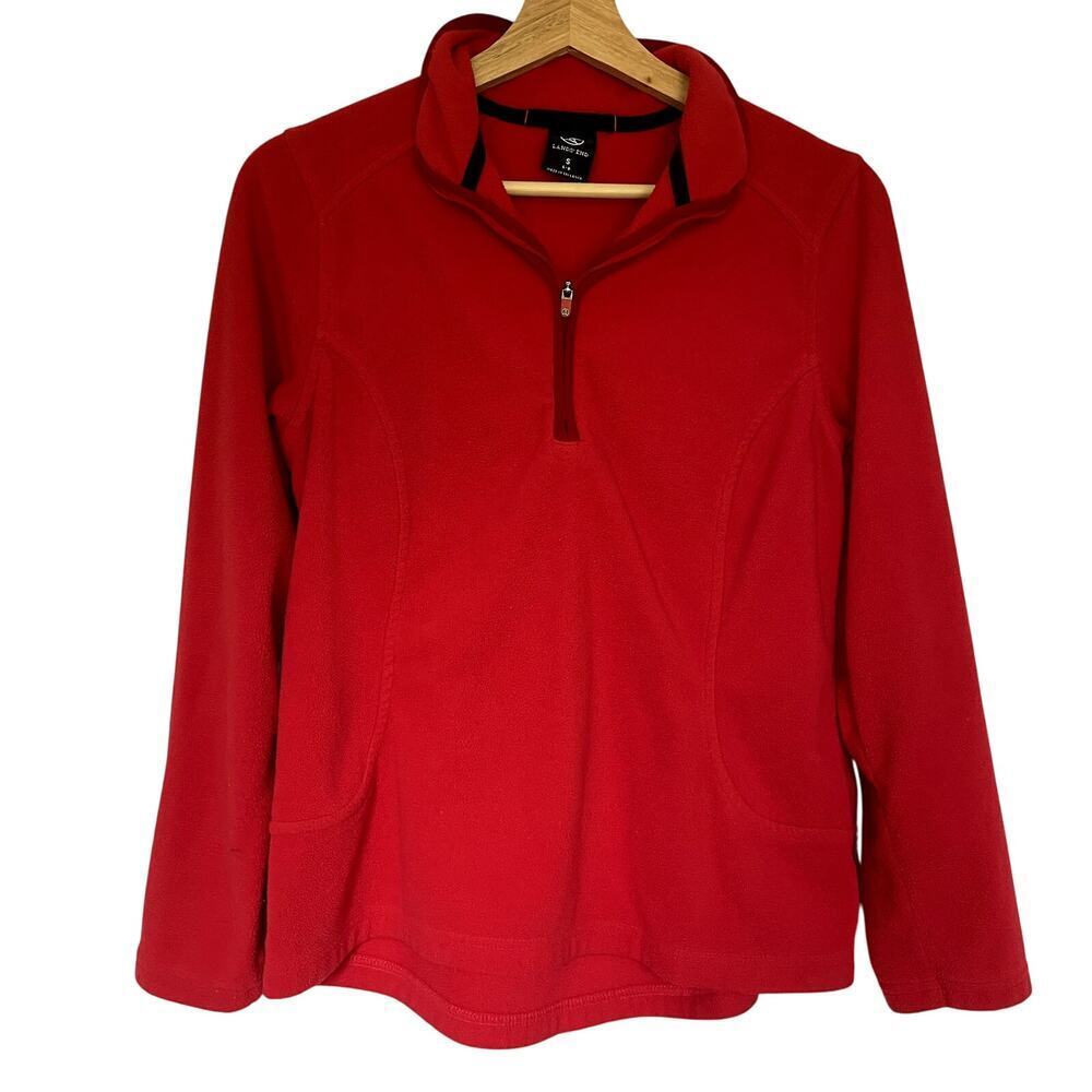 Lands' End red women's quarter zip size small fleece‎ jacket winter sweater